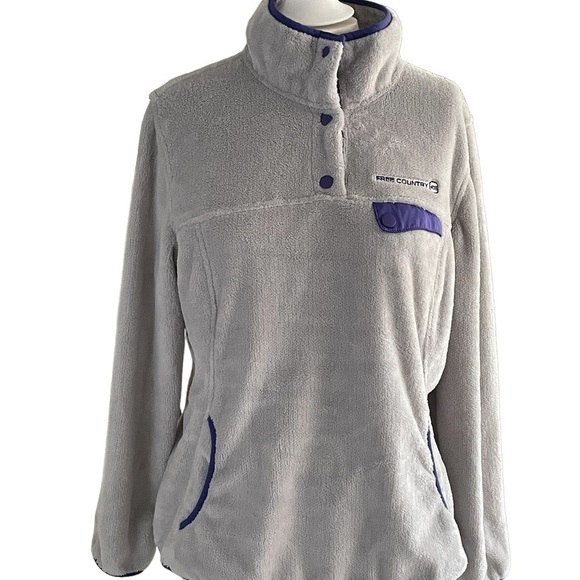 Free Country Venture Butter Pile Shell Gray Fleece Jacket Large - Picture 1 of 11